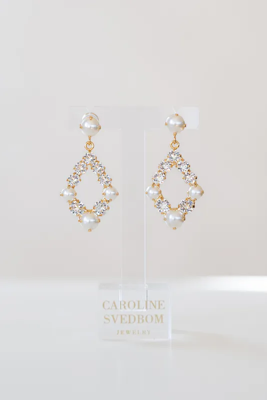 Mini Delia Earrings crystal Pearl Gold