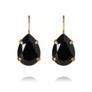 Mini Drop Clasp Earrings Gold Jet