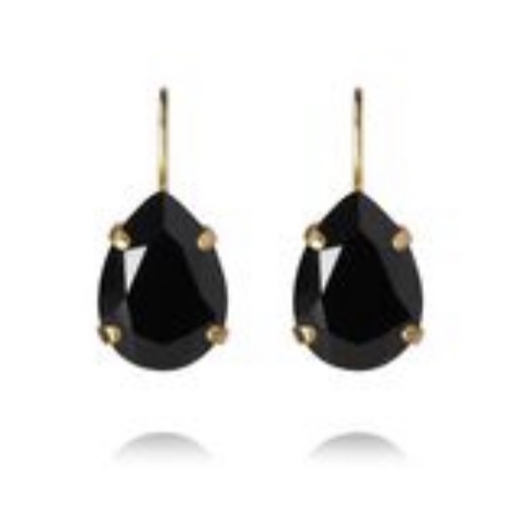 Mini Drop Clasp Earrings Gold Jet