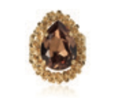Classic Gemma Ring / Rec Light Smoked Topaz Gold
