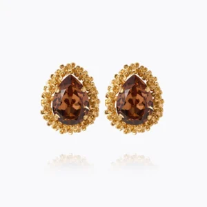 Classic Gemma Rec Light Smoked Topaz Earrings