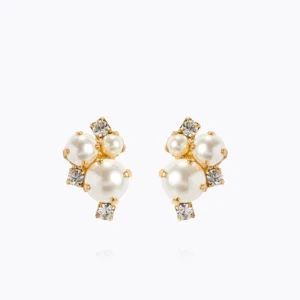 Molly Pearl Crystal Earrings Gold