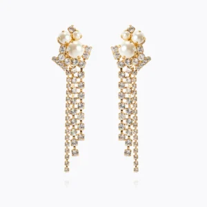 Molly Pearl Crystal Earrings Gold